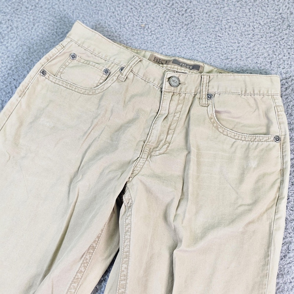BKE Tyler Jeans Mens 30x32 Beige Relaxed Straight Denim Light Wash Casual Pants